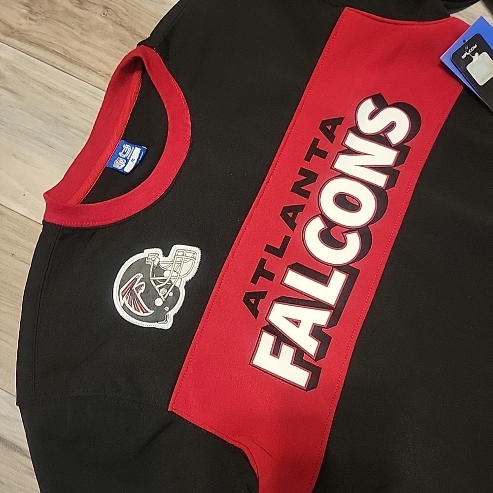Atlanta Falcons NFL Sweatershirt Mens Medium Black‎ White Red Stripe Crew Neck